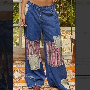 POL “ Alexia “ POL Denim Pants with Printed Contrast and Stud Detail 34